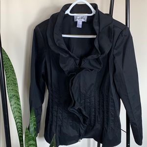 Joseph RIBKOFF black fitted ruffle blazer